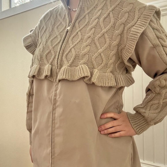 Elegant Beige Cable Knit Cardigan - Picture 10 of 13